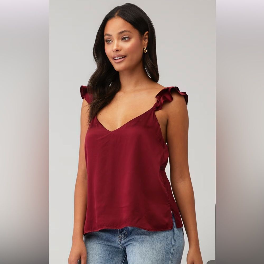 CAMI NYC Women's Cara Cami Tank Top Camisole - Currant In Red Size Small